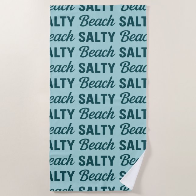 Salty Beach - Coastal Teal Sea Glass Graphic Print Strandtuch (Vorderseite)