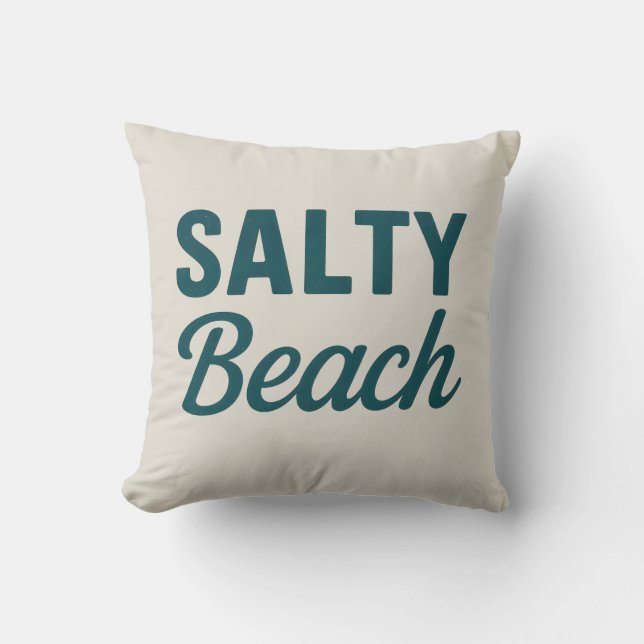 Salty Beach - Reversible Coastal Teal Ocean Print Kissen (Vorderseite)