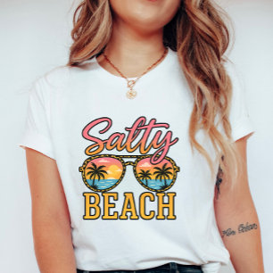 Salty Beach Sonnenbrille; Retro Sommer Palme T-Shirt