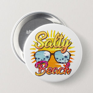 Salty Beach Tropische Sonne und Palmen Button