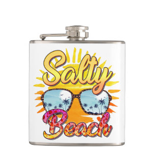 Salty Beach   Tropische Sonne und Palmen Flachmann