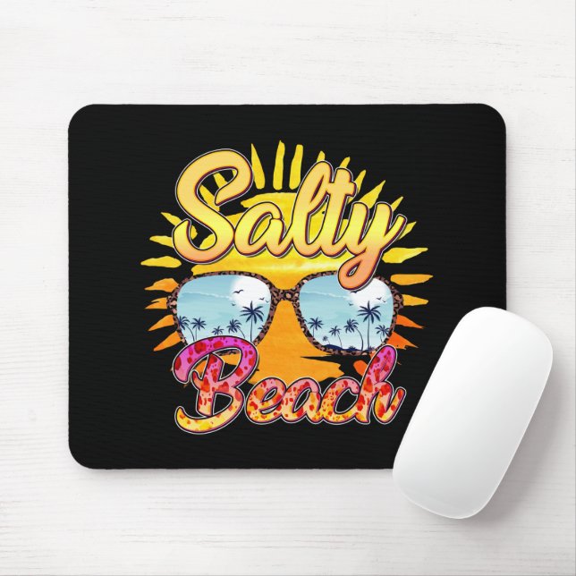 Salty Beach | Tropische Sonne und Palmen Mousepad (Mit Mouse)