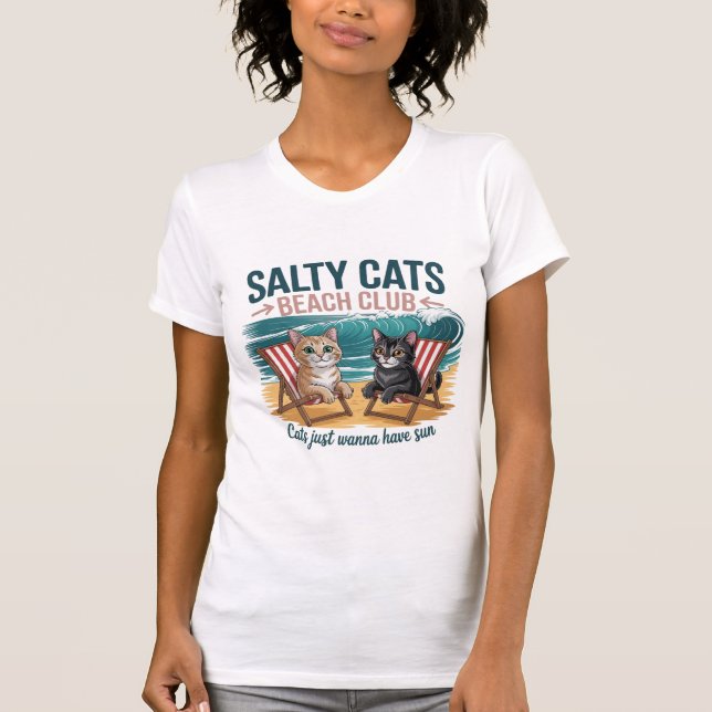 Salty Cats Beach Club, Summer Vacation, Funny Cats T-Shirt (Vorderseite)