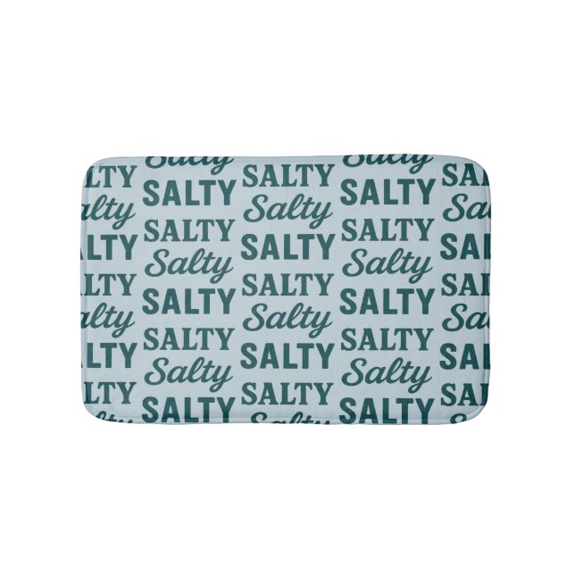 Salty Coastal Life -Blue Graphic Print Beach Decor Badematte (Vorderseite)