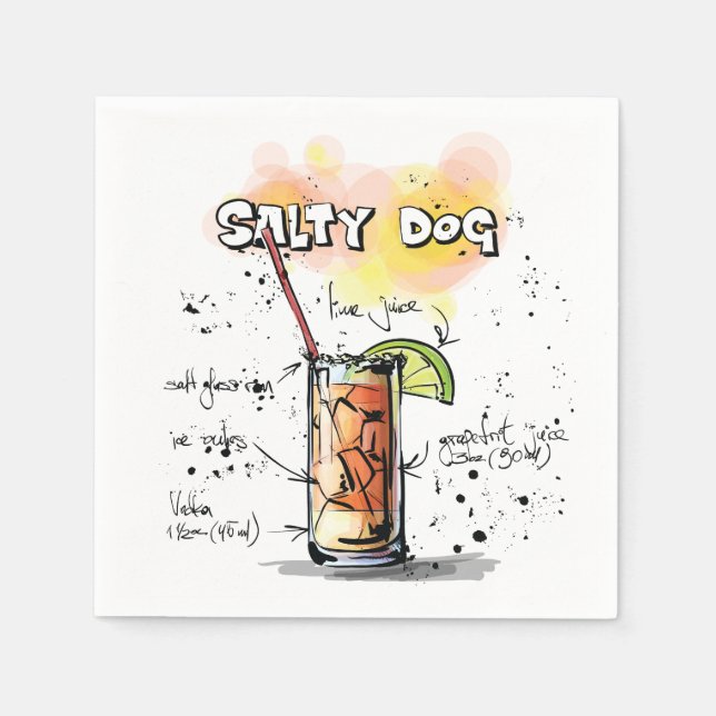 Salty Dog Drink Rezept Cocktail Napkin Serviette (Vorderseite)