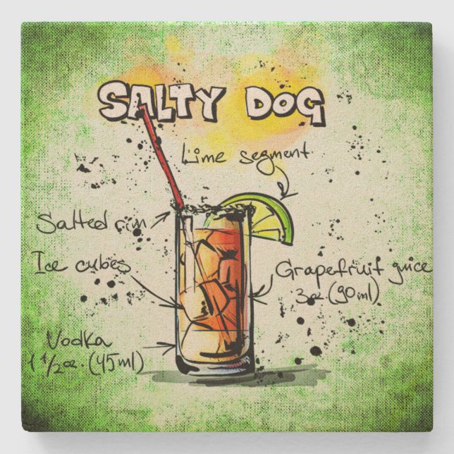 Salty Dog Drink Rezept Steinuntersetzer (Vorderseite)