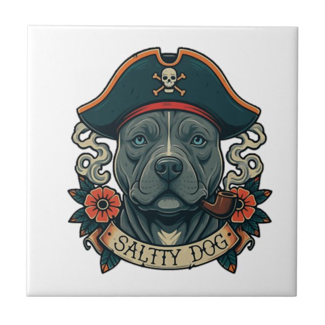 Salty Dog Pitbull Fliese (Vorderseite)