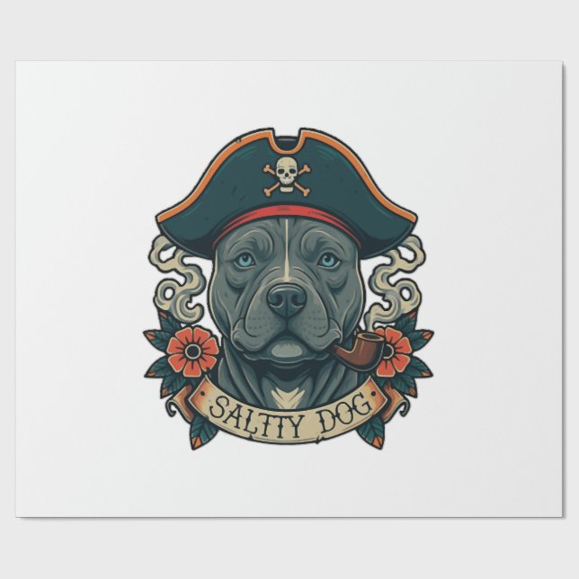 Salty Dog Pitbull Geschenkpapier (Flach)
