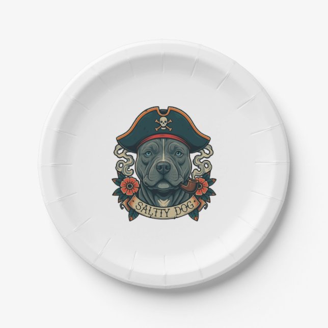 Salty Dog Pitbull Pappteller (Vorderseite)