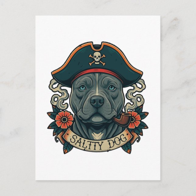 Salty Dog Pitbull Postkarte (Vorderseite)