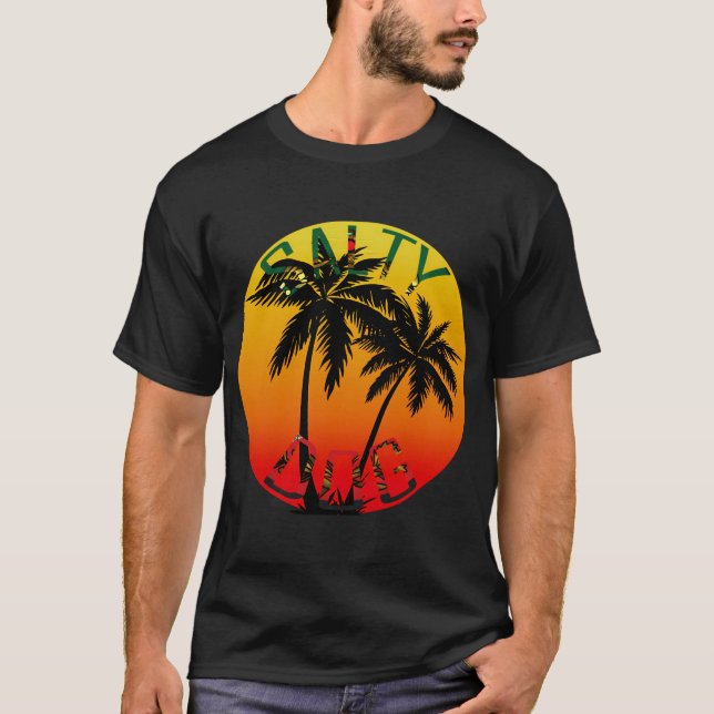 Salty Dog Sunset Palm Tree T-Shirt (Vorderseite)