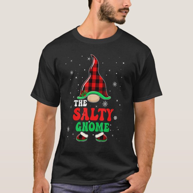 Salty Gnome Buffalo Plaid Matching Family Christma T-Shirt (Vorderseite)