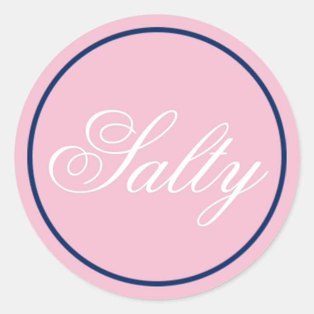 "Salty"-Hochzeitsaufkleber - Rosa/Marine Runder Aufkleber (Vorderseite)