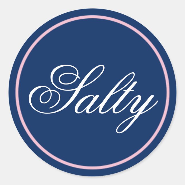 "Salty"-Hochzeitsaufkleber - Rosa/Marine Runder Aufkleber (Vorderseite)