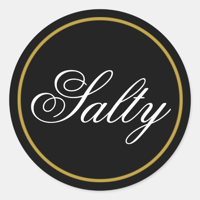 "Salty"-Hochzeitsticker - Schwarzes Gold Runder Aufkleber (Vorderseite)