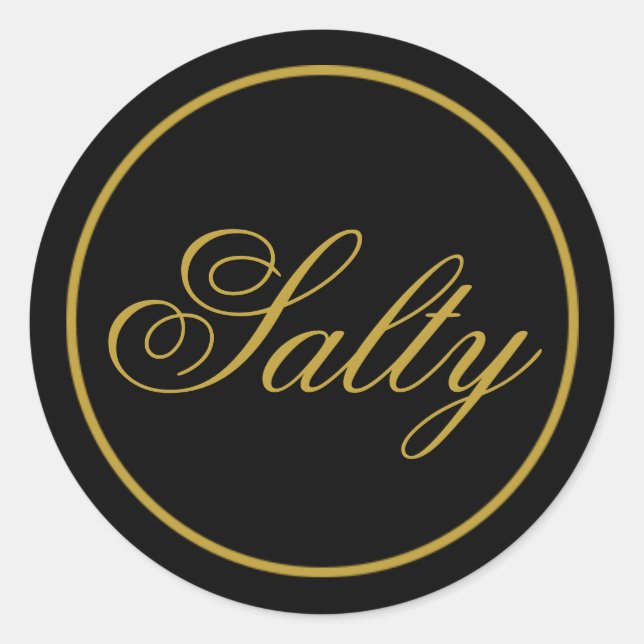 "Salty"-Hochzeitsticker - Schwarzes Gold Runder Aufkleber (Vorderseite)