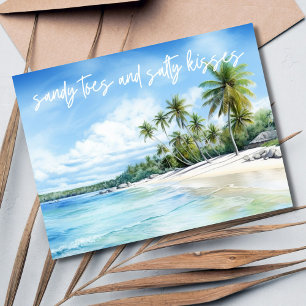 Salty Kisses Beach Wedding Save the Date Ankündigungspostkarte