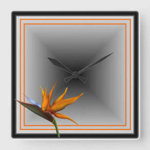 Salty Kisses Tropical Decor Bird of Paradise Quadratische Wanduhr