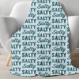 Salty Life | Küsten-Teal Blau Grafik Stranddeko Fleecedecke