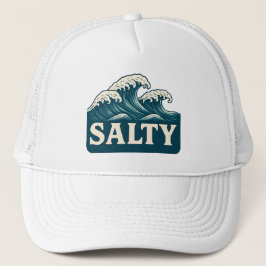 Salty Life Teal Blue Surf Beach Waves Graphic  Truckerkappe