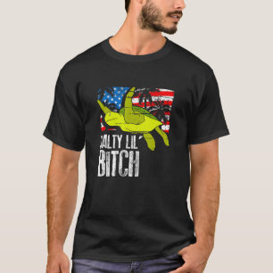 Salty Lil Beach Retro Vintag American Flag Turtle T-Shirt