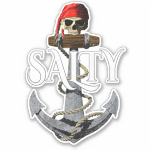 Salty Pirate Skull and Anchor Aufkleber