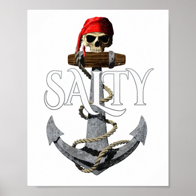 Salty Pirate Skull and Anchor Poster (Vorne)