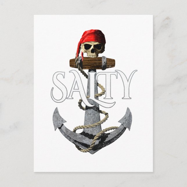 Salty Pirate Skull and Anchor Postkarte (Vorderseite)