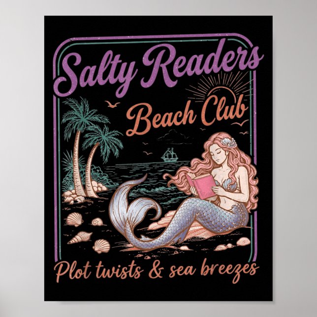 Salty Readers Beach Club Bücher Plot Twists Meer Poster (Vorne)