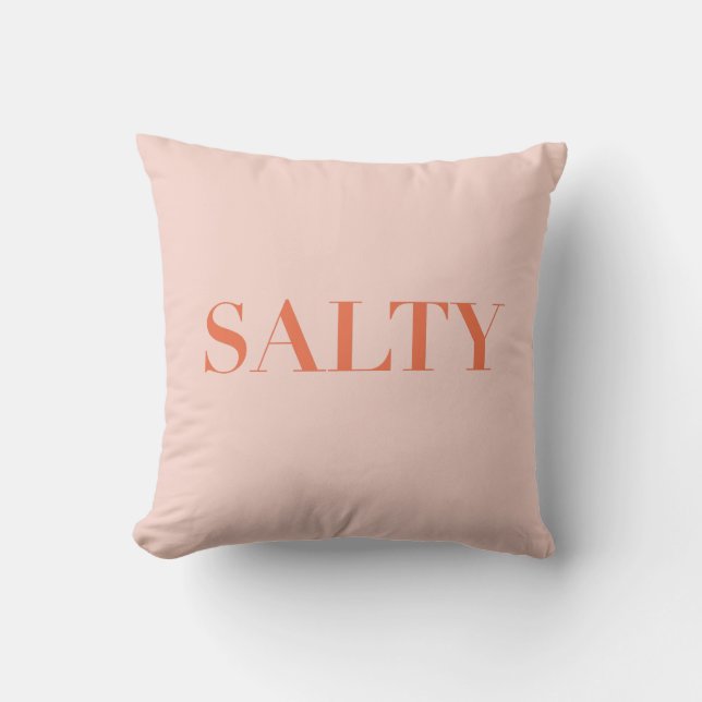 SALTY Sarcastic Typografy Design in Orange Red Kissen (Vorderseite)