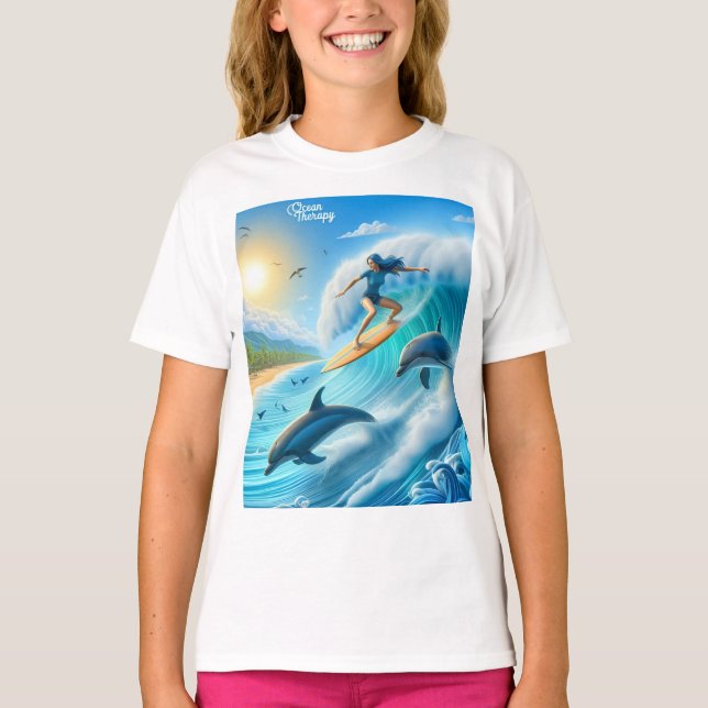 Salty Sisterhood Trio Girls Beach Walk Surfer T-Shirt (Vorderseite)
