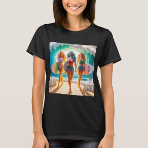 Salty Sisterhood Trio Mädchen Beach Walk Surfer T-Shirt