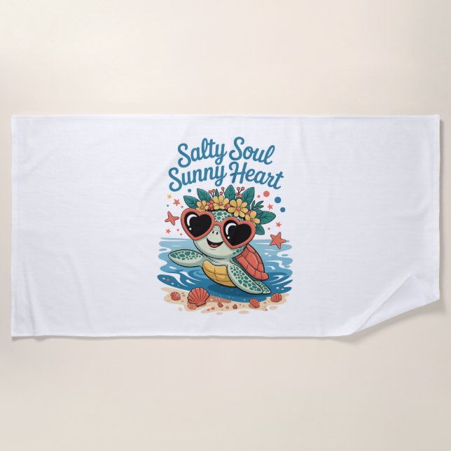 Salty Soul Sunny Heart Turtle Summer Strandtuch (Vorderseite)