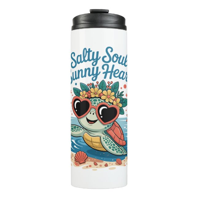 Salty Soul Sunny Heart Turtle Summer Thermosbecher (Vorderseite)