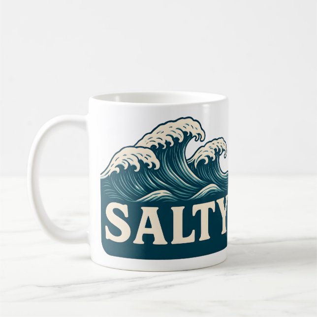 Salty Teal Blue Surf Beach Waves Nautical Coastal Kaffeetasse (Links)