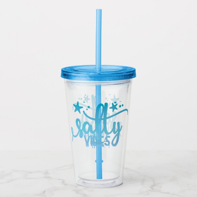 Salty Vibes Insulated Beach Tumbler Acryltrinkbecher (Vorderseite)