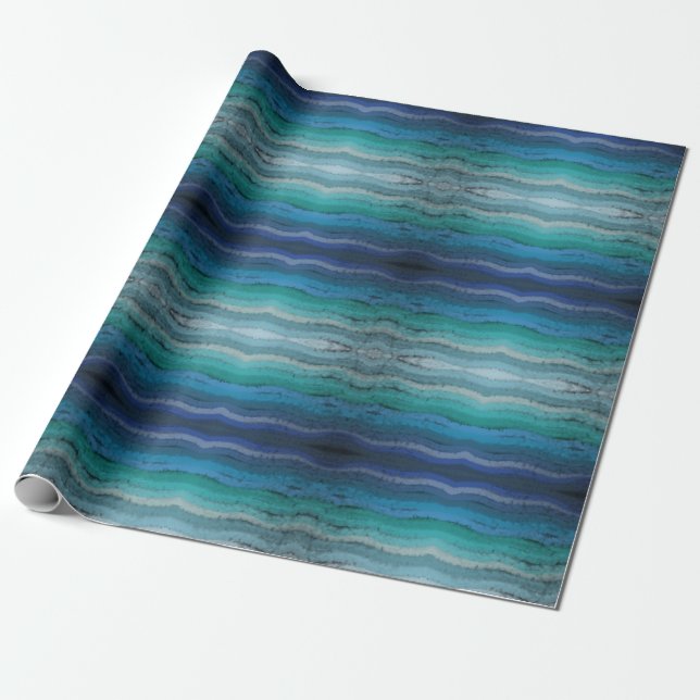 Salty Waves an der Küste auf schwarz Geschenkpapier (Ungerollt)