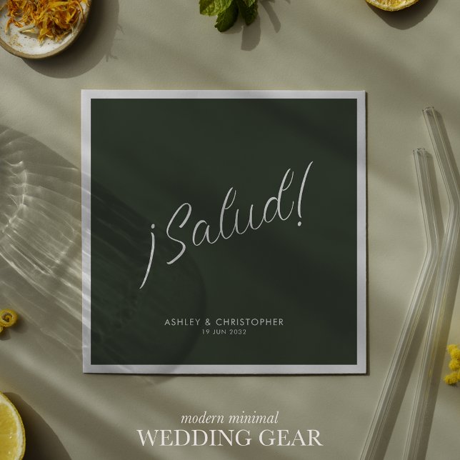 ¡Salud! Moss Green Minimal für jeden Occasion Cock Serviette (Von Creator hochgeladen)