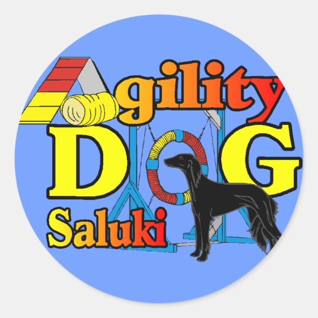 Saluki Agility Geschenke Runder Aufkleber (Vorderseite)