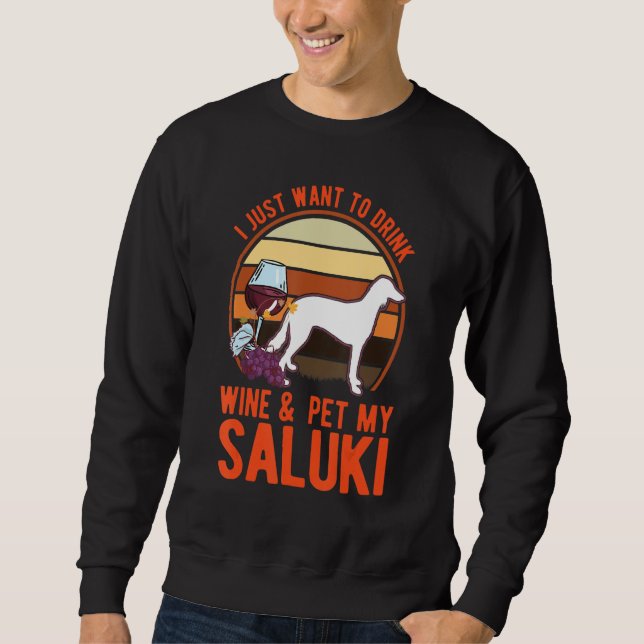 Saluki And Wine Persian Greyhound Saluki Sweatshirt (Vorderseite)