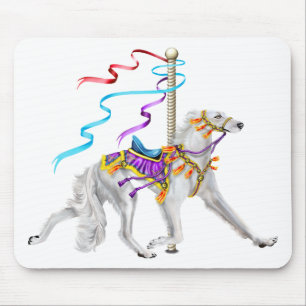 Saluki Carousel White Mousepad