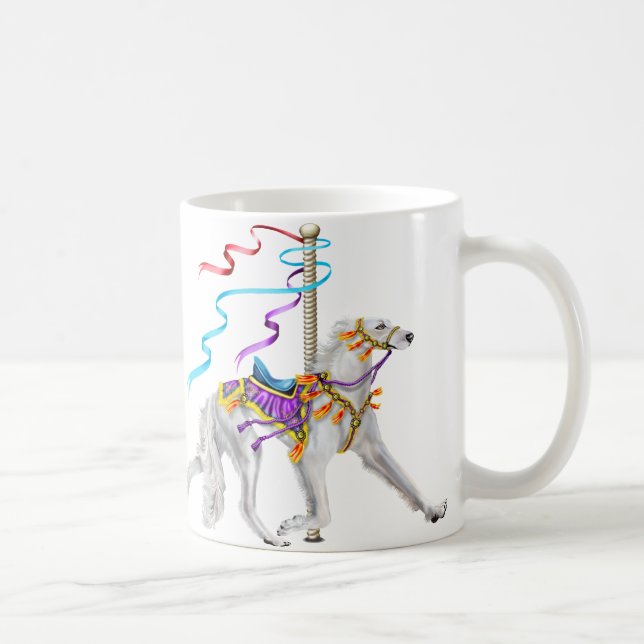 Saluki Carousel White Tasse (Rechts)