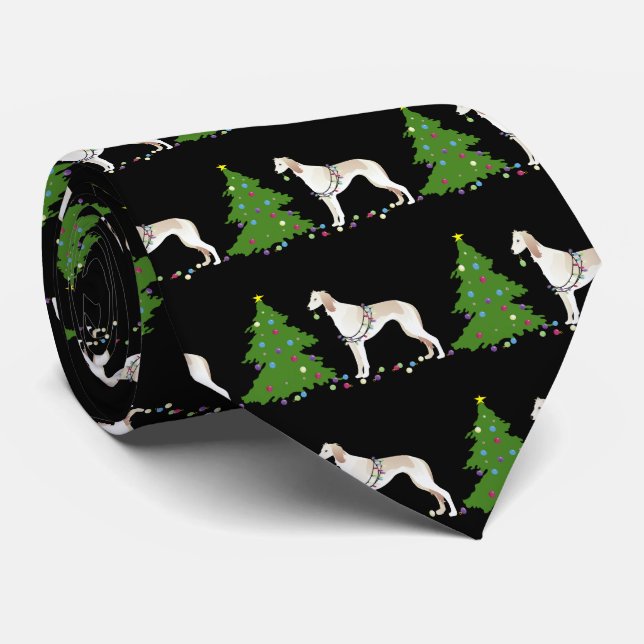 Saluki Christmas Design Krawatte (Gerollt)