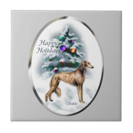 Saluki Christmas Fliese