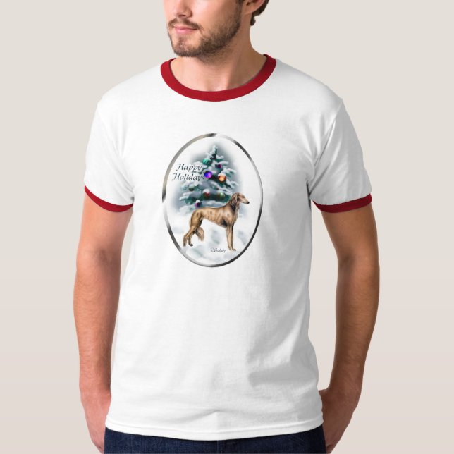 Saluki Christmas Geschenke T-Shirt (Vorderseite)