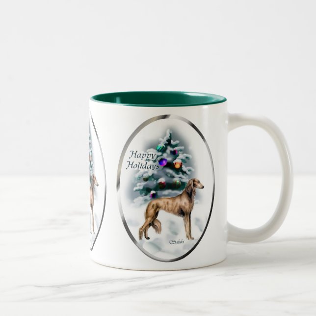 Saluki Christmas Geschenke Zweifarbige Tasse (Rechts)