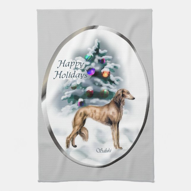 Saluki Christmas Handtuch (Vertikal)