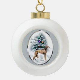Saluki Christmas Keramik Kugel-Ornament