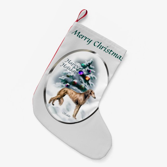 Saluki Christmas Kleiner Weihnachtsstrumpf (Vorderansicht (hängend))