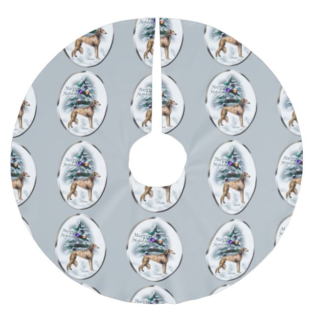 Saluki Christmas Polyester Weihnachtsbaumdecke (Vorderseite)